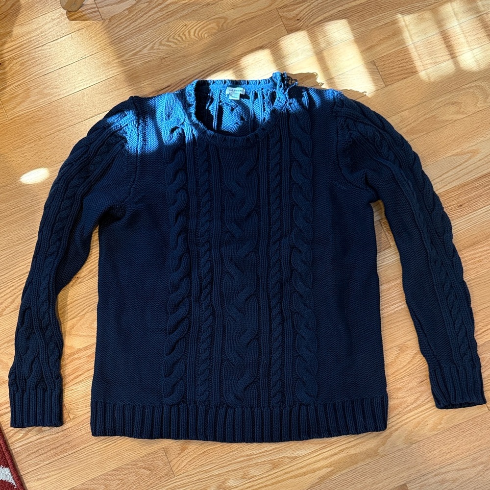 L.L. Bean navy cable knit sweater